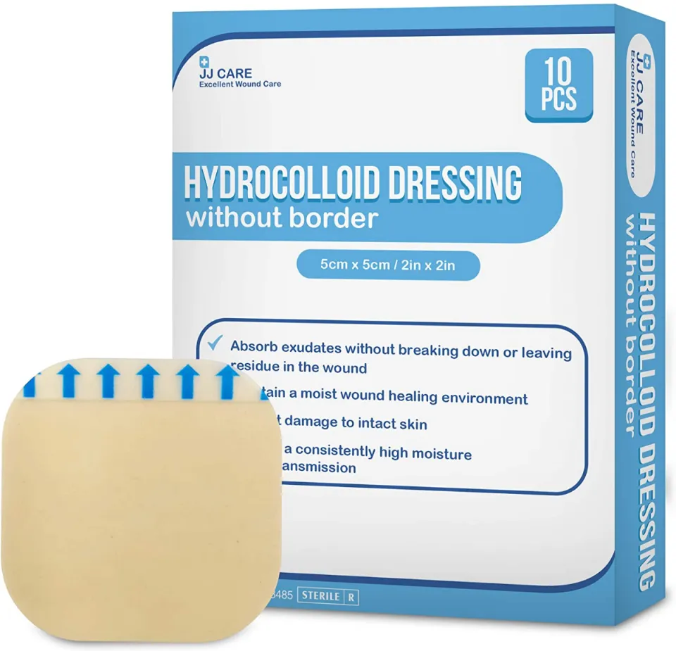 JJ CARE [Pack of 10] Thin Hydrocolloid Dressing Without Border 2x2