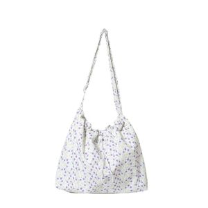 NOCASE จุได้มาก กระเป๋าผ้าใบแคนวาส ใช้ซ้ำได้ ใช้งานได้หลากหลาย กระเป๋าถือใต้วงแขน แฟชั่นสำหรับผู้หญิง การพิมพ์ดอกไม้ดอกไม้ กระเป๋าช้อปปิ้งผู้หญิง