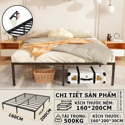1-1.8m Giường Sắt Tải trọng 600kg Với Thanh Đỡ Bằng Thép metal platform bed frame Giường khung thép nặng khung