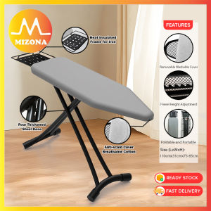 MIZONA Ironing Board 7 Speed Adjustment Silver Plated Cloth Foldable Steam Ironing Board Papan Setrika Rumah Tangga Boleh Lipat
