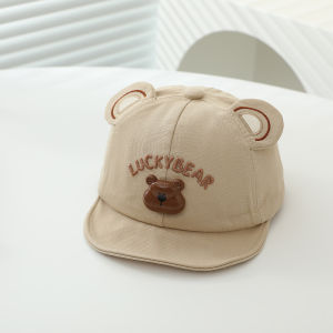 Cute Bear Kids Baseball Cap With Ears Soft Eaves Infant Boys Girls Embroidered Sun Hat Outdoor Sunshade Children Peaked Caps