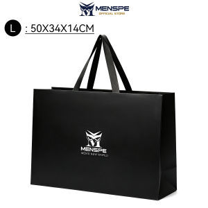 MENSPE Gift Bag Black Paper Gift Bag With Handle Men Gift Tote Bag Luxury Gift Packaging Bag Birthday Business Gift Bag 2 Sizes