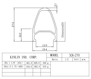 KinLin XR270 27mm Aluminum Rim 20inch 1 1/8 451 406 Rim V Caliper Brake Minivelo Launch D8 P18 Folding Bike Rims Super Quality