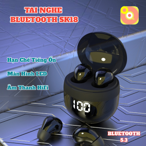 Tai Nghe Không Dây SK18 Âm Thanh Hay Dung Lượng Pin Lớn Tích Hợp Sạc Type C Cao Cấp Kết Nối Nhanh Bluetooth  5.3