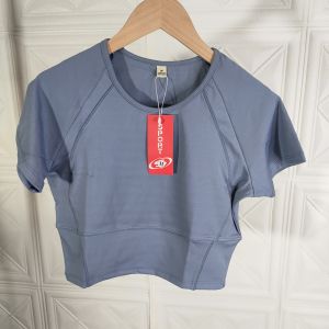 Áo thun nữ tập gym yoga aerobic thể thao ngắn tay croptop kèm mút chất liệu thun poly co dãn 4 chiều BINSPORTS A280