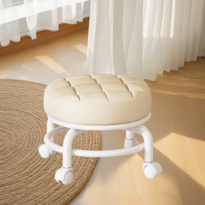 【COD】Low Level Rotating Chair With Wheels Round Stool With Sofa Cushion Foot Pedal Pulley Mobile Stool Portable Not Occupying Space Home Dismantling Express Delivery Foot Bath Cleaning Coffee Table Stool