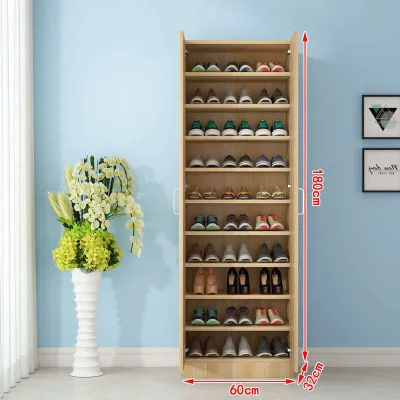 Solid Wood Shoe Cabinet with Door Shoe Rack Large Capacity Entrance Cabinet about Balcony Hall Cabinet Storage Locker Storage Shoe Rack Bto Hdb Shoes Storage Stand