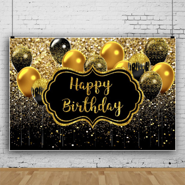 5x3ft Black Gold Photography Backdrop Balloon Cake Gilded Theme ...