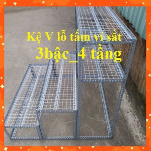 Kệ bậc thang sắt V lỗ 3 bậc_ 4 tầng (dạng vỉ ô lưới sắt ) để cây và hàng hóa