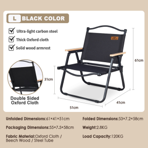 Camping chair heavy duty Outdoor Folding Chair Portable Chair Beach Chair for Adult Kermit Chair