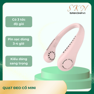 Quạt mini đeo cổ không cánh sạc usb tiện lợi quạt tích điện dáng thể thao quạt quàng cổ không cánh