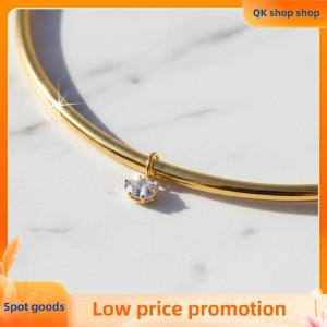 ✨QK shop✨ Women Simple Light Luxury Necklace Oval Crystal Pendant Layering Jewelry for Dating Party Daily Use