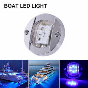 MC[Free Ship]1/4pcs DC 12V Marine Boat Transom LED Stern Light Round Stainless Steel Cold LED Tail Lamp Yacht Accessories Waterproof