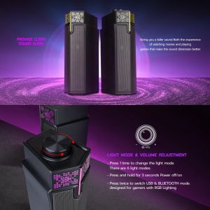 ลำโพง Bluetooth Gaming Speaker RGB VIBRANT NX-S1  NX-S2 ลำโพงคอม ลำโพงมีไฟ RGB ลำโพงเล่นเกมส์ ประกันศูนย์