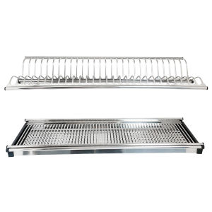 GUGA kitchen cupboard dish shelf 304 stainless steel hanging double-layer dish drain rack dish storage rack