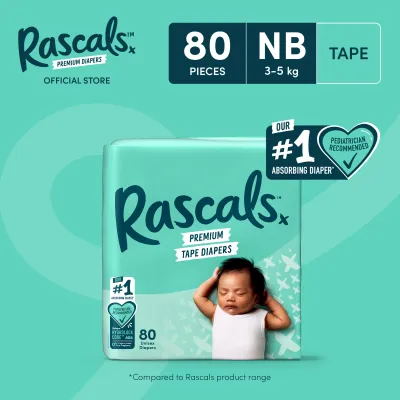 RASCALS Tape Jumbo Pack Newborn (3-5 kg) - 80 pcs x 1 (80 pcs) - Tape Diapers