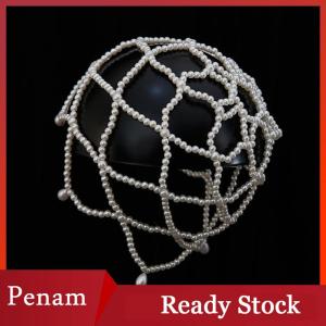 [PAM] Stylish s Weave Hat Retro Mesh Headdress Imitation Forehead Chain Headpiece Exquisite Bride Wedding Accessories