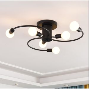 YHLAMP Ceiling Light Chandelier For Living Room Chandelier Modern Design Light Curved Tube Lamp Living Room Chandelier Creative Light Luxury Chandelier Simple Lamp LED Ceiling Vintage Ceiling Lights Iron Black Ceiling Lamp