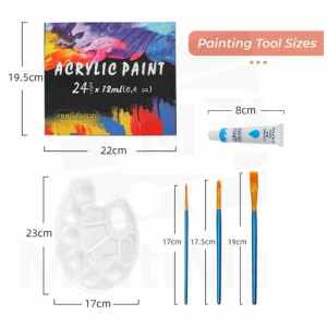 24 pcs High Quality Acrylic Painting Set Gift Set Brush Canvas Palette | acrylic paint set | acrylic paint brush set Art & Crafts painting set for kid