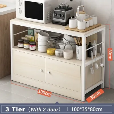 Lemari Dapur Serbaguna Dengan Rak Oven Microwave Rak Bumbu dan Penyimpanan Susun