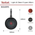 TEFAL (กระทะเทฟล่อนแท้)กระทะก้นแบน รุ่น Ligth & Clean 26 ซม. (ประกัน 2 ปี). 