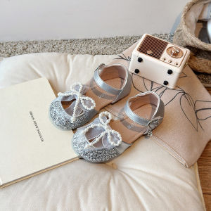 Summer Party Girls Round Toe Sandals Pure Color Platform Bling Sequin Flat Heels School Student Casual Dancing Shoes Girl J04051