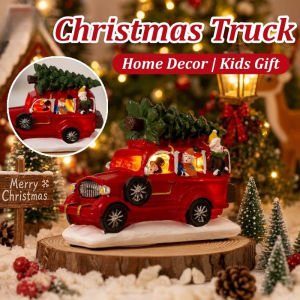 Glowing Christmas Truck Ornaments Resin Christmas Home Decor Xmas Truck Decor For Kids Gift