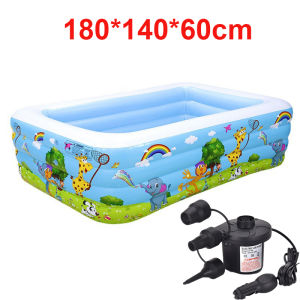 MonQiQi Murah Inflatable Swimming Pool For Kids / Kolam Renang 1.2/1.5/1.8/2 Meter Kolam Tiutak 3 Ring Crystal Rectangular / Kolam Renang Anak Jumbo Murah 2 Meter Mandi Bola Keluarga/Kolam Renang Anak Jumbo Kolam Renang Keluarga Tiup Besar Family Inflatab