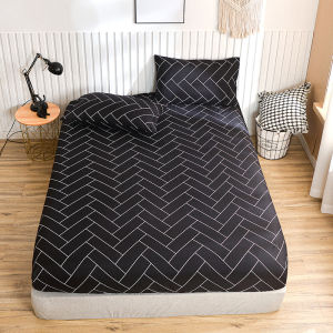 New Printing Fitted Bed Sheet King Queen Mattress Cover Protector Pad Bed Cover Bed Linens with Elastic Room Decor Antibacterial