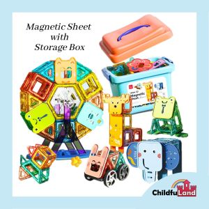 FEELO Magnetic Sheet / Magnetic Building Blocks with Storage Box for Kids Educational Toys