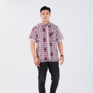 Atasan Batik Couple Ungu Muda Blouse Wanita Kemeja Pria Hem SKU DUWET
