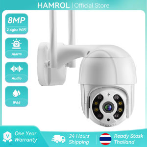 Hamrol 8MP 4K Outdoor Mini Wireless PTZ IP Camera Auto Tracking 5MP 2MP Color NIght Vision Audio 1080P 5X Zoom CCTV Camera Connect to Cellphone iCsee app