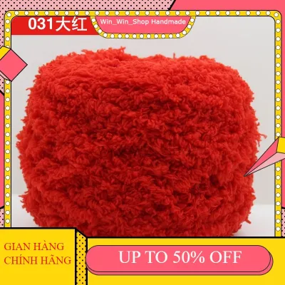 100g Len bông xù đan móc đồ handmade túi xách mũ nón