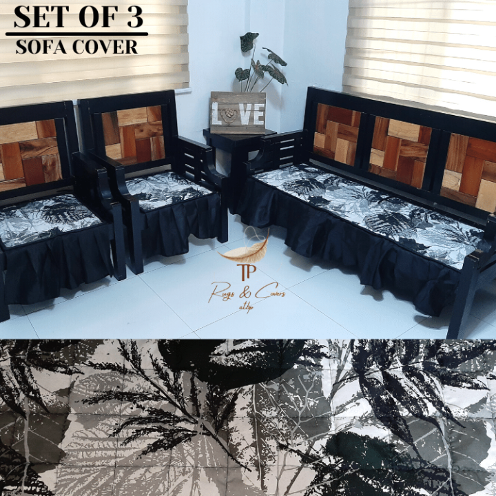 SOFA SET COVER WITH LACE / RUFFLES (3-PC SET)/ 1-PC 3 SEATER , 2-PCS 1 ...