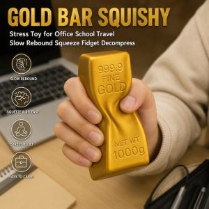 Gold Bar Squishy Stress Toy for Office School Travel Slow Rebound Squeeze Fidget Decompress