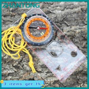 ZHANTONG ไม้บรรทัดวัดขนาดเข็มทิศแบบพกพาไม้บรรทัดแผนที่แบบมัลติฟังก์ชันพร้อมสายคล้องสำหรับการเดินป่าตั้งแคมป์กลางแจ้ง