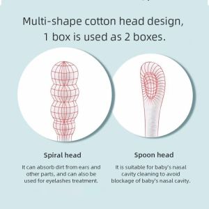 200pcs Double-headed Baby Cotton Bud Swabs Baby Ear Spoon Screw Head Nose Ears Cleaning Tipped