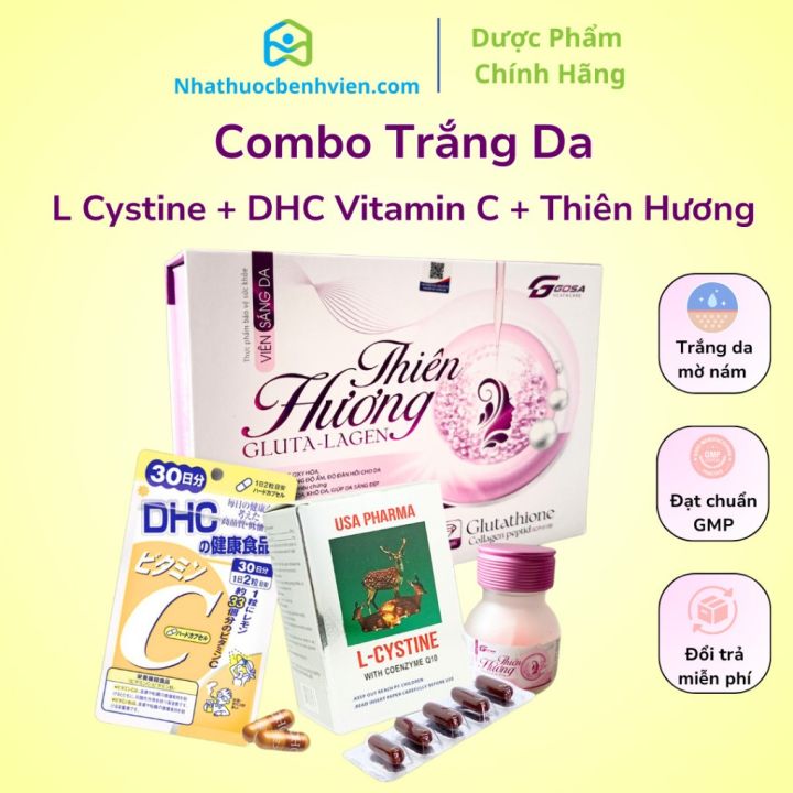 Glutathione - L cystine - Vitamin C _ Combo trng da cp tc gm 3 sn  phm, lm trng nhanh, p da tc, chng lo ha | Lazada.vn