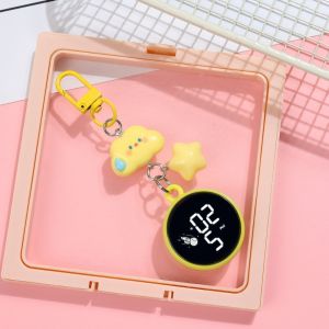 ALLLUCK Màn hình LED Đồng hồ móc khóa Di động Nhựa Móc khóa đồng hồ Dễ thương Hoạt hình Đồng hồ bỏ túi mini dành cho sinh viên