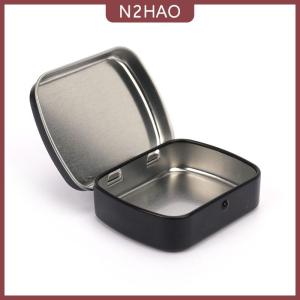 N2HAO Bộ dụng cụ sinh tồn hộp đựng lật nhỏ màu đen bạc kim loại rỗng cho kẹo chìa khóa