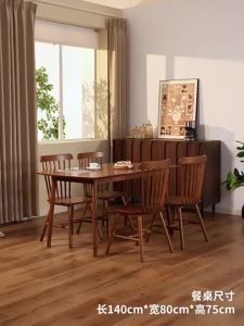 CraftedLiving SG- Solid Wood Dining Table – Walnut Finish Minimalist Vintage-Style Dining Table for Small Homes