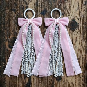 SUPERRR Velvet Cowboy Boot Ornament Lace Streamer Bow Ribbon Boot Accessory Decor Pendant Blue Boot Pendant Christmas