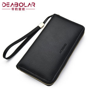 Deabolar Dompet Panjang Zipper Dengan Tali K3218 Muat HP Besar Bahan Sintetis Kulit Jeruk Tebal Kilat
