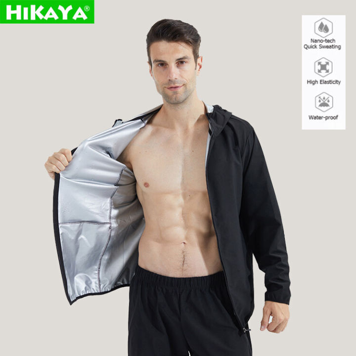 HIKAYA Sauna Suit for Men Sauna Jacket Male Workout Shirt Quick