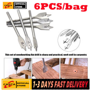 【COD + local seller】6pcs/set flat drill bits 3-point woodworking opener with hexagonal handle wood working tools 10-25mm