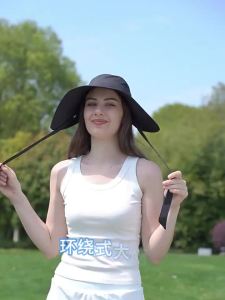 Sun-shading breathable sun protection hat outdoor windproof dome hat UV protection large brim fisherman hat for women in summer