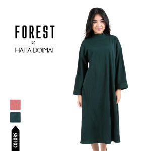 Forest x Hatta Dolmat Ladies Woven Long Sleeve High Neck Midi Dress | Baju Perempuan - 885033