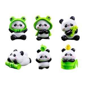 Mini Panda Statues Creative Desktop Decors Car Interior Accent DIY Mini Landscape Craft Accessories Gardening Projects