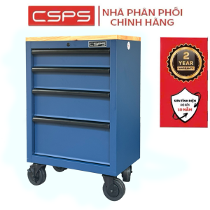 Tủ dụng cụ CSPS 61cm - 04 hộc kéo màu xanh dương kèm bánh xe và ván gỗ