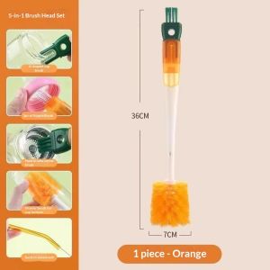 SEA JJT 5-in-1 Multi-Functional Long Handle Bottle Brush for Cup Bottle Straw Nipple and Lid Cleaning